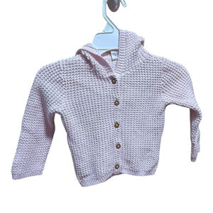Carter’s Pink Knit Button-Up Hoodie – 12M – 100% Cotton